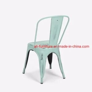 Vintage Metal Brass Light Blue Finish Dining Chair