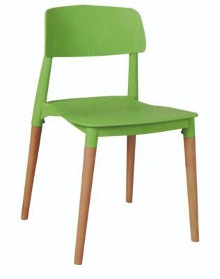 Colorful Armless High Back Beech Wood Legs Plastic Dining Chair