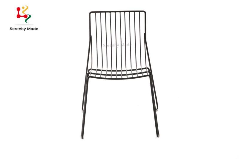 Leisure Modern Black Metal Wire Stackable Chairs for restaurant