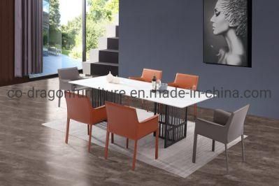 Modern Rectangle Dining Table Sets for 6 Seats Steel Legs