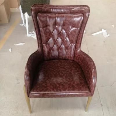 Upholstery Dining Chair in Gold Black Leg Leather Restaurant Chair