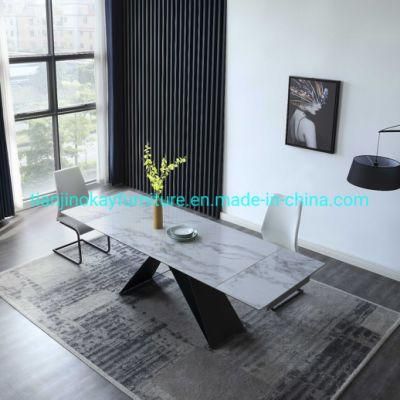 Luxury Industrial Laminated Marble Top Restaurant Dining Table with Chairs