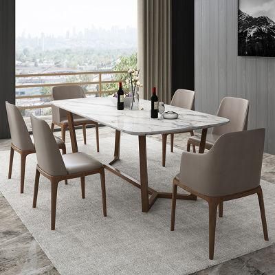European Style Dining Room Furniture Stainless Steel Wooden Dining Table