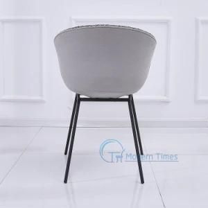 Modern Fashion Design PP Backrest Fabric Cushion Cup Seat Black Lacquered Legs Outdoor Dining Chair