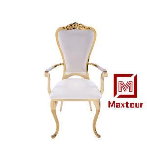 Wholesale Royal Gold Ghost Dining Chair with Armrest on Sale