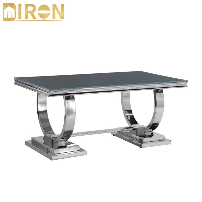 Chinese Wholesale Modern Luxury Stainless Steel Rectangular Shape Dining Table