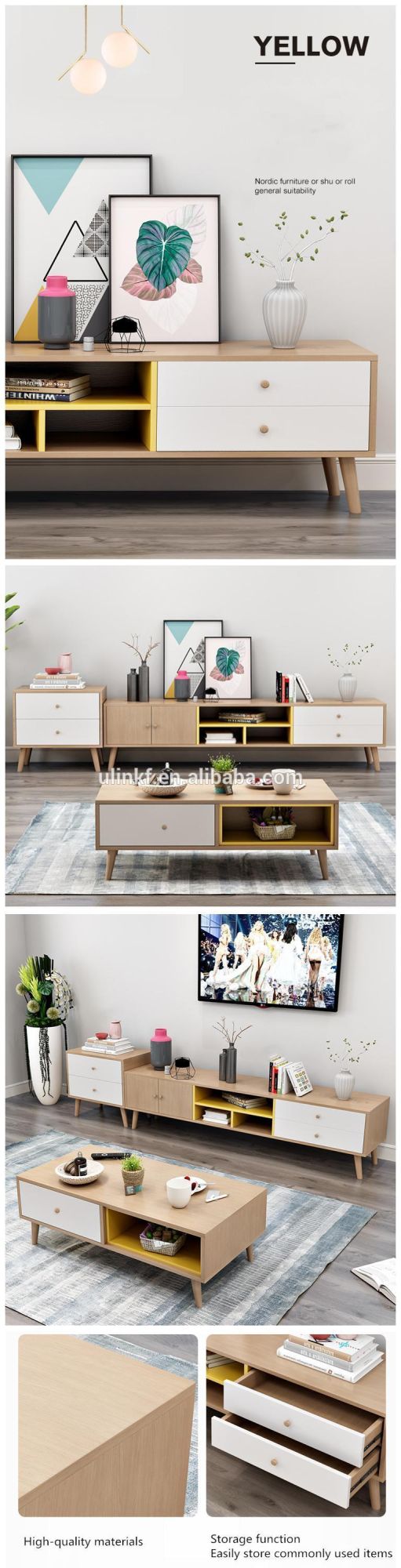 Living Room Furniture Modern Cabinet Tea Table Wood Coffee Table