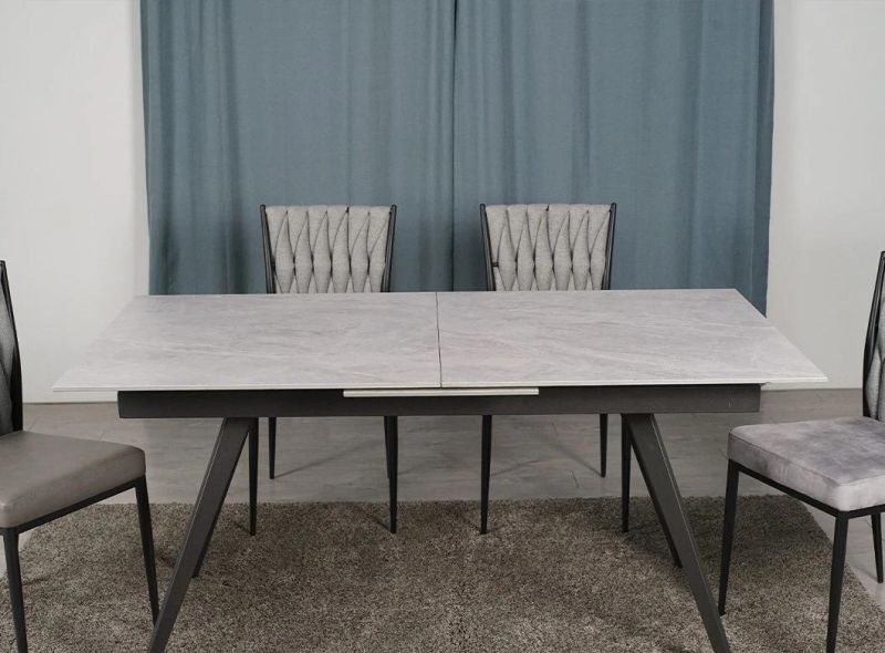 Dining Room Furniture Marble Dining Table Stainless Steel Extendable Dining Table