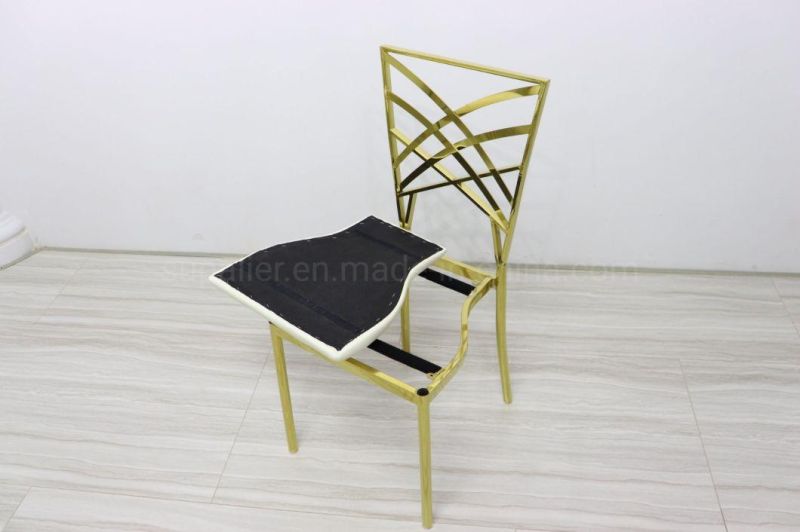 Hotel Modern Wedding Gold Color Chair with Back Flower