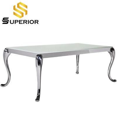 Hot Sale France Furniture White Glass Top Special Dining Table