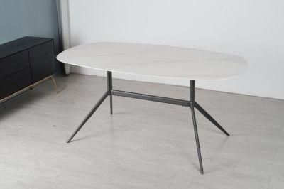Best Selling Modern Rectangular Stainless Steel Dining Table with Marble Top