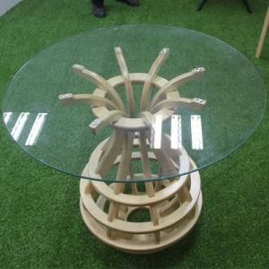 Hot Sale Wooden Modern Glass Top Round Dining Table
