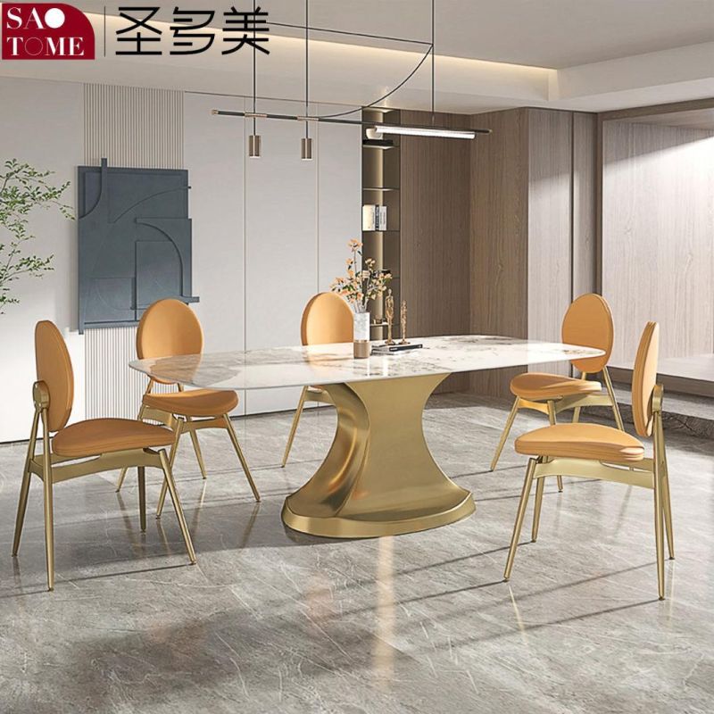 Modern High-Grade Rock Furniture Stainless Steel Titanium Dining Table