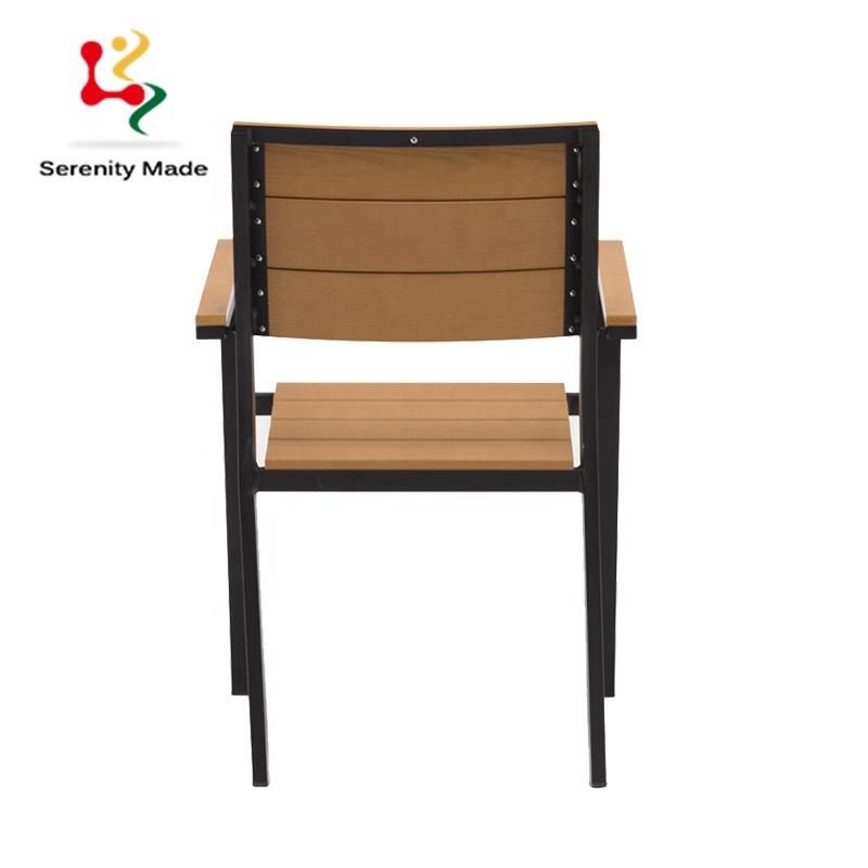 New Arrival Commercial Use Outdoor Restaurant Cafe Coffee Teak Wood Aluminium Frame Garden Dining Chair