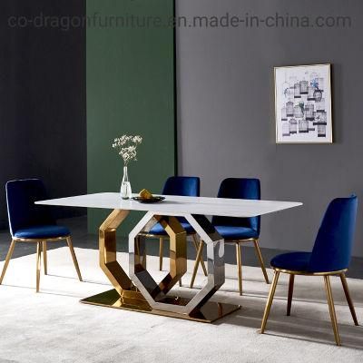 Wholesale Steel Dining Table with Marble Top for Dining Furniture