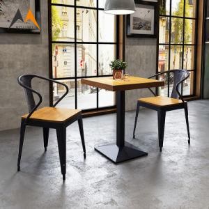 Factory Supplier Restaurant Modern Square Wood Cafe Chair and Table Set