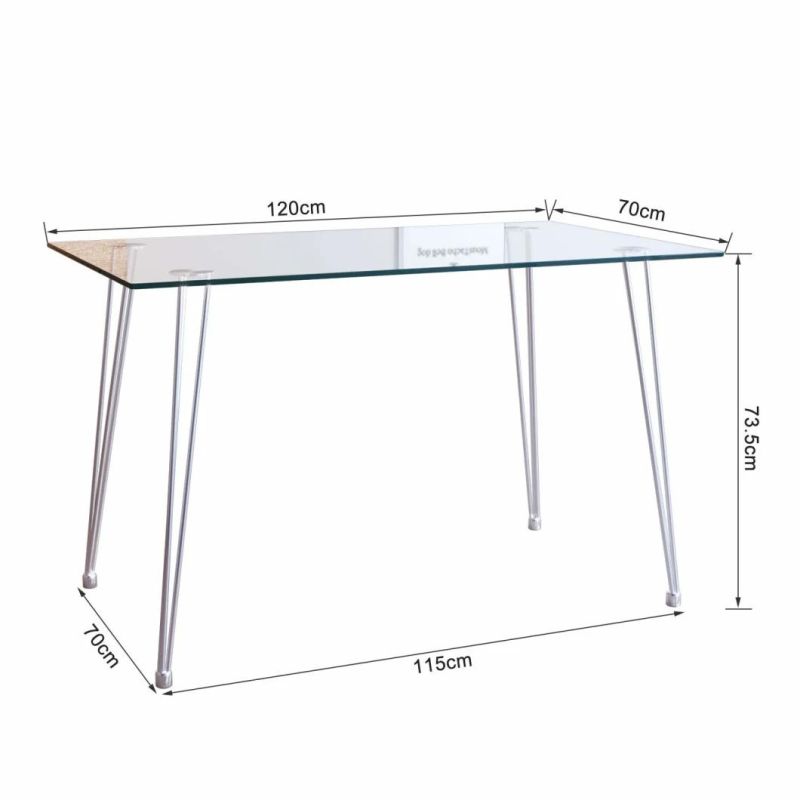 Modern Tempered Transparent Square Glass Top Table Dining Table