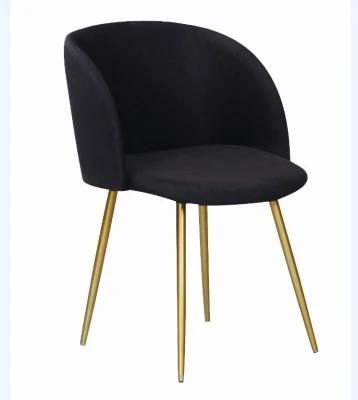 Black Fabric Seat Back with Metal Hot Transfer Legs Sofe Sofa Style Dining Chairs for Wholesaler Retailer