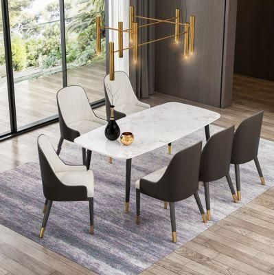 Light Luxury Dining Table Rectangle Marbletabletop Dining Table