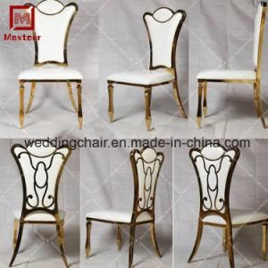 Top Quality Pattern Back Stainless Steel Wedding Chair Dining Furniture in Gold