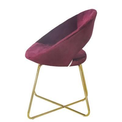 Modern European Style Hotel Dining Chair Iron Leg Velvet Dining Chair