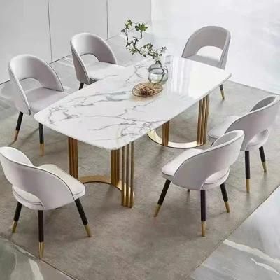 Modern Home Furniture Dining Room Stainless Steel Leg Marble Household Dining Table
