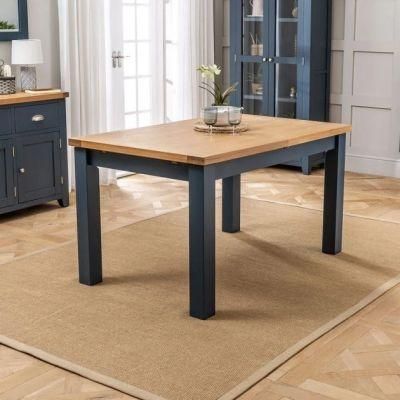 Blue Painted Extending Dining Table with Oak Top - 6 Seater