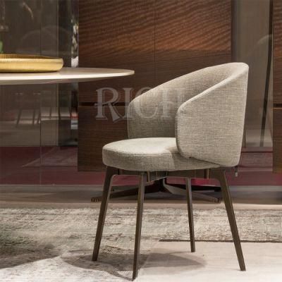 Metal Black Legs Upholstered Dining Chair Modern Grey Fabric Leisure Dining Chair