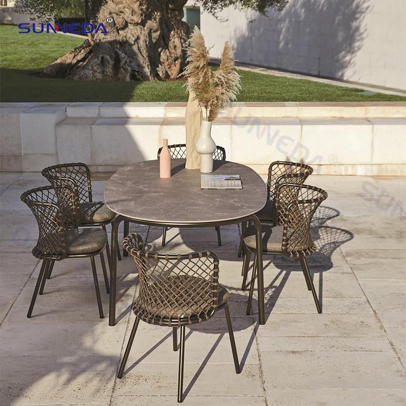 Woven Rope Aluminum Chair Sintered Table Dining Set