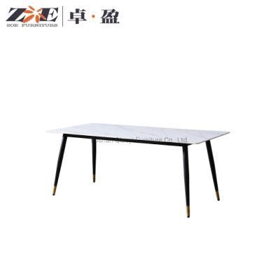 Modern Luxury Dining Room Furniture New Household Rectangular Dining Tables Set with Chairs Metal Leg