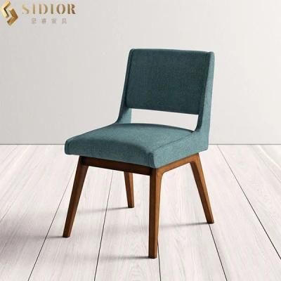 ODM OEM Fabric Upholstered Solid Wood Dining Chair for Restaurant