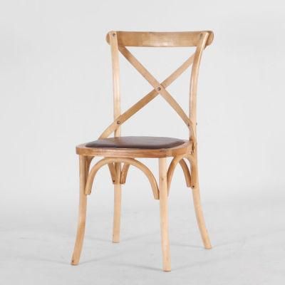 Kvj-7001PU PU Vinyl Seat Natural Oiled Cross Back Chair