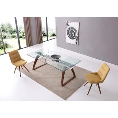 China Suppliers Furniture Clear Glass Modern Wooden Dining Table Furniture
