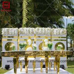 Gorgeous Gold Stainless Steel Wedding Rostrum Dining Table