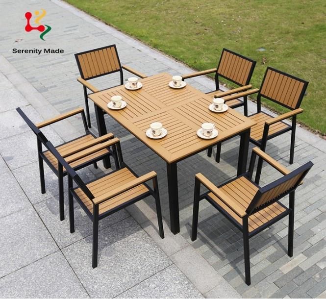 Hot Sale Wholesale Outdoor Restaurant Cafe Coffee Teak Wood Aluminium Frame Garden Dining Chair