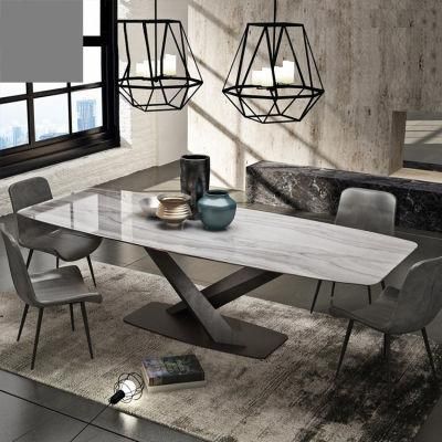 French Dark PU Seat Wood Effect Metal Legs Dining Table