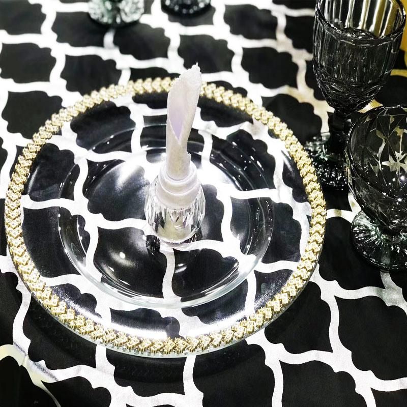 Round Shape Glass Charger Plate Gold Silver Color for Wedding Table Use