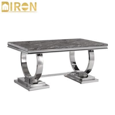 Factory Direct Sell Modern Tempered Glass Top Stainless Steel Base Dining Table for Hotel Restaurant Furniture