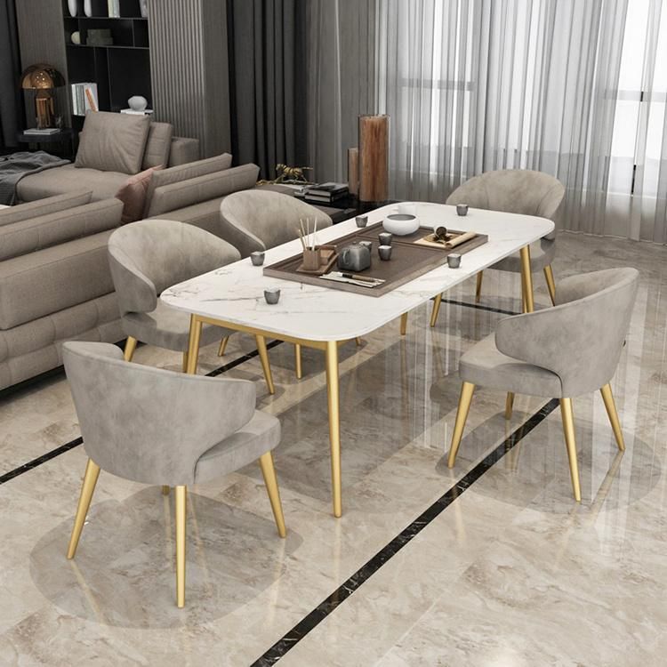 Modern Nordic Metal Marble Dining Table Set Light Luxury Living Room Home Simple Furniture Coffee Table