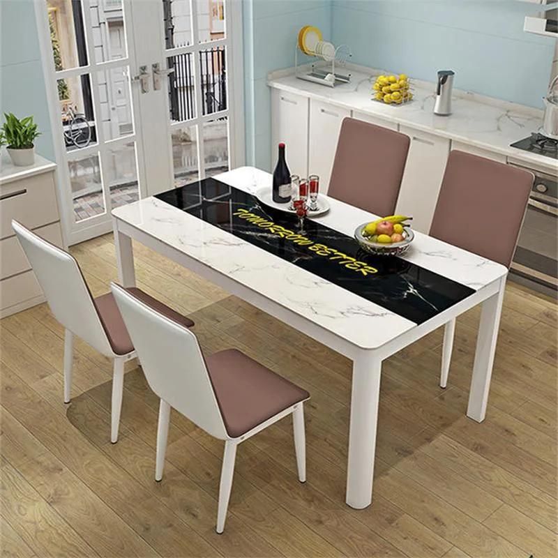 Simple Tempered Glass Small and Medium-Sized Rectangular Household New Dining Table