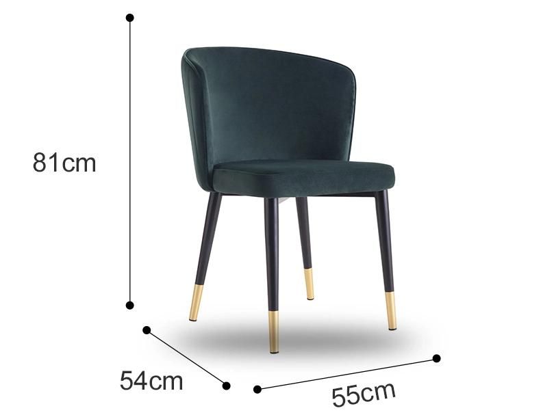 Manufacturer High Quality Luxury Home Furniture Restaurant Velvet Dining Chairs with Metal Legs