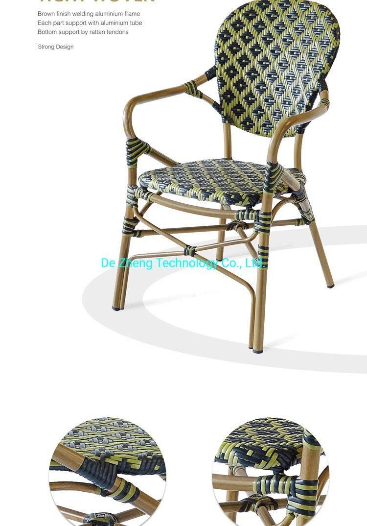 Outdoor Wedding Wholesale Restaurant Furniture PE Rattan Wicker Bar Chair with Aluminum Frame