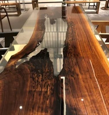 Custom Size Walnut Dining Table Top with Live Edge for Furniture DIY