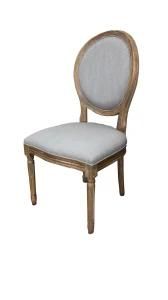French Style Round Solid Wood Dining Chair Round Wood Brushed Distressed Chair