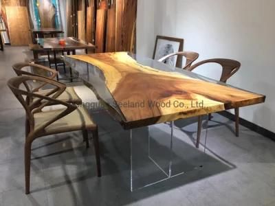 Custom Monkey Pod (Suar) Wood Texture Dining Table Top with Live Edge for Luxury Furniture