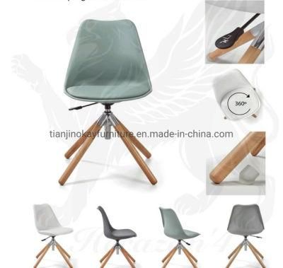 Restaurant Modern Furniture Solid Beech Wood Legs Sillas PU Cushion Tulip PP Plastic Dining Chair for Dining Room