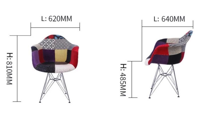 Wholesale PU Cotton Fabric Hot Sale Plastic Dining Chair with Steel Leg Colorful Arm Chairs for Restaurants and Coffee Shop