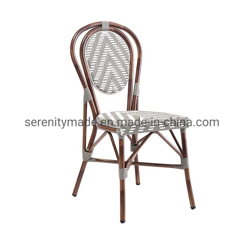 Wooden Frame PE Rattan Seat and Back Dining Chairs for Restaurant