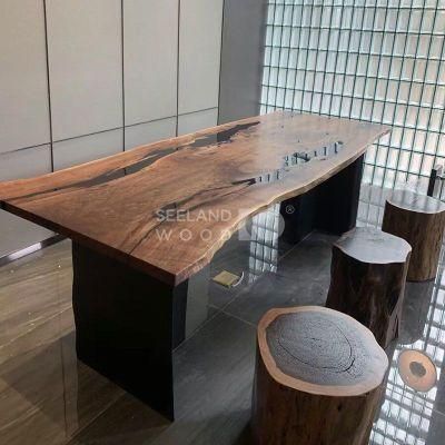 Walnut Solid Wooden Tabletop/ Countertop with Epoxy Resin