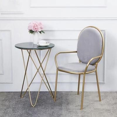 Light Luxury Elegant Velvet Fabric Dining Chairs with Metal Legs